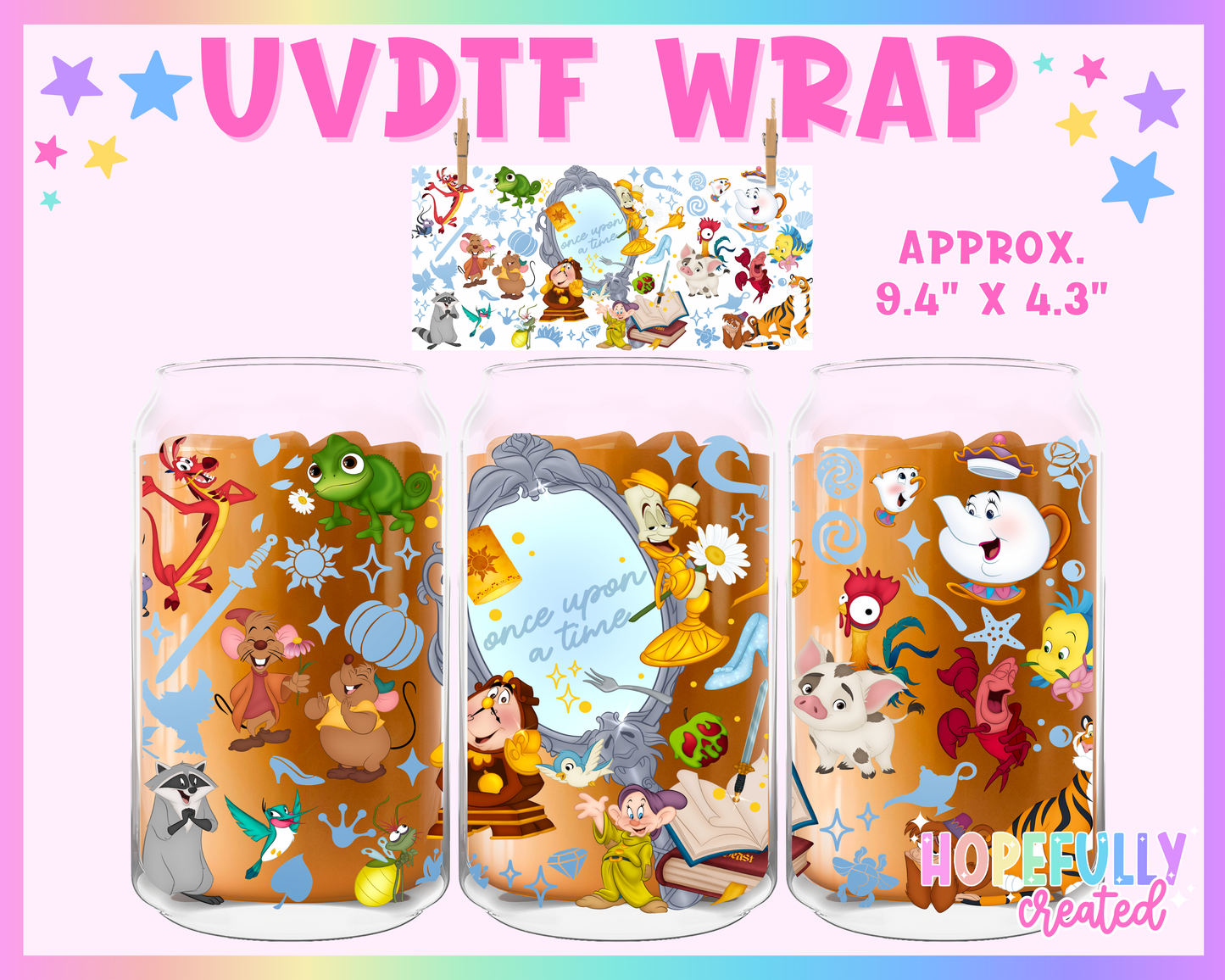 Once upon a time(blue) UVDTF Glass Can Wrap