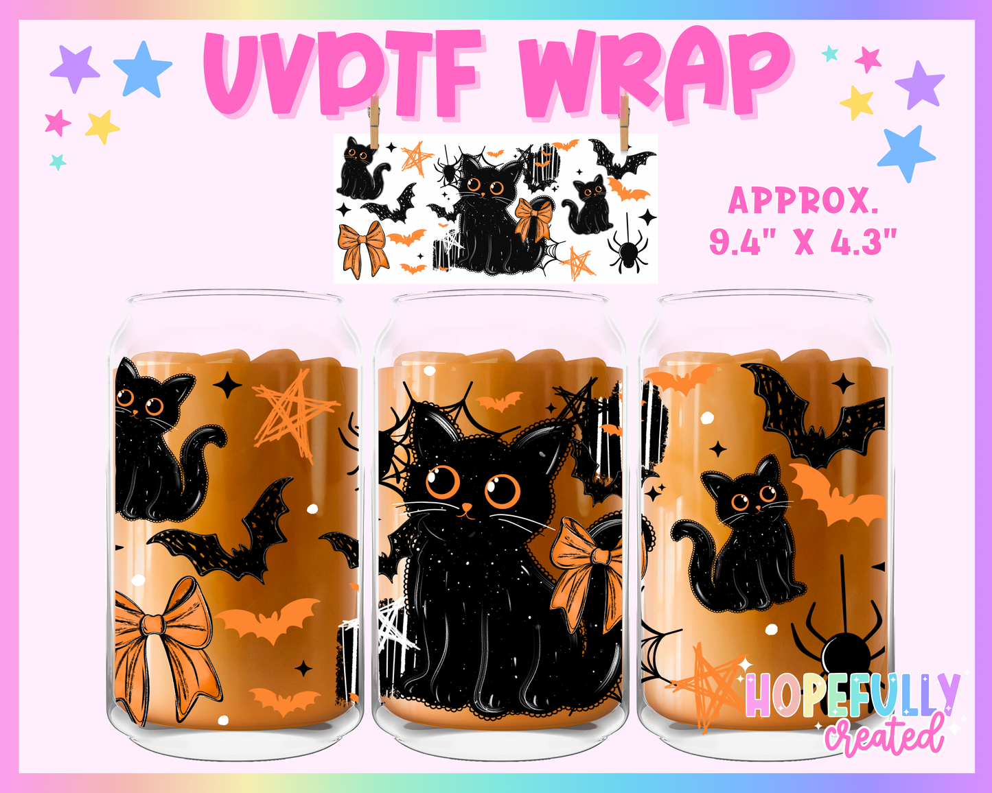 Black Cat UVDTF Glass Can Wrap
