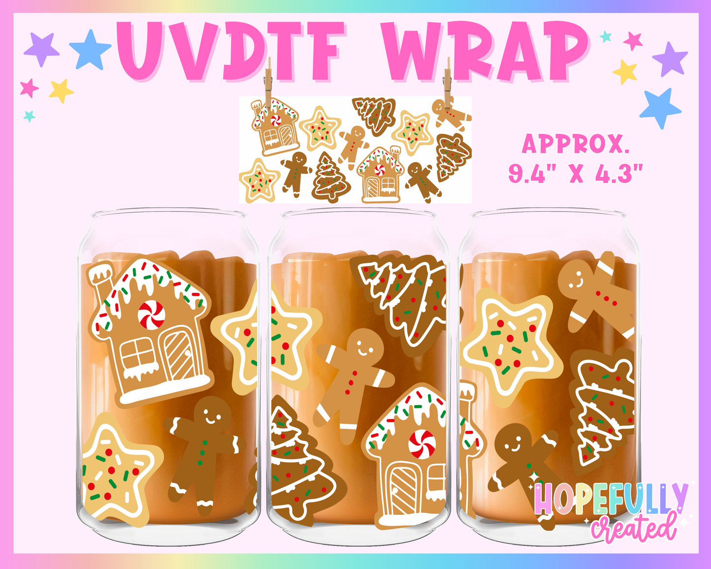 Gingerbread UVDTF Glass Can Wrap