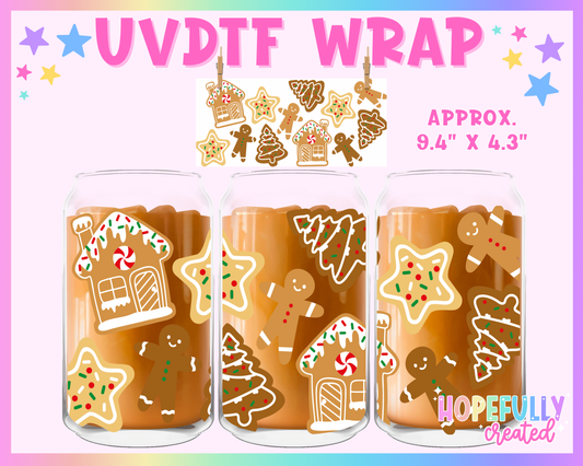 Gingerbread UVDTF Glass Can Wrap