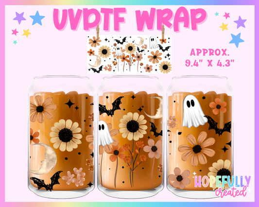 Floral Ghost UVDTF Glass Can Wrap