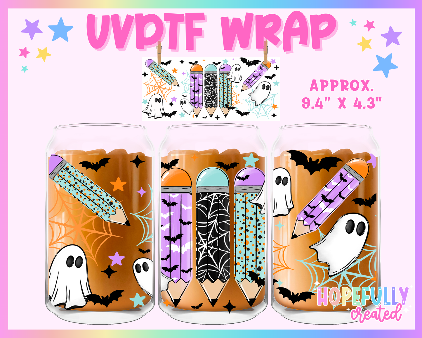 Spooky Pencils UVDTF Glass Can Wrap
