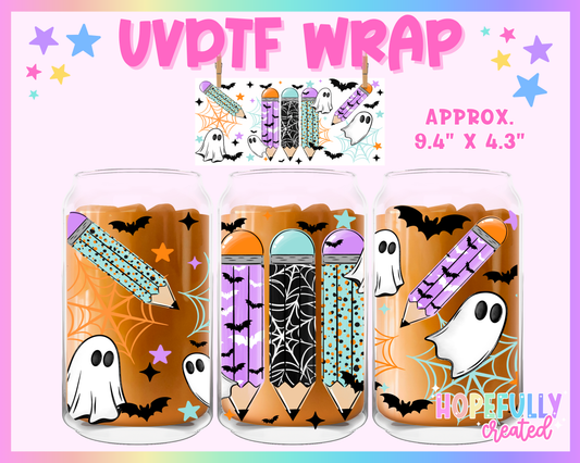 Spooky Pencils UVDTF Glass Can Wrap