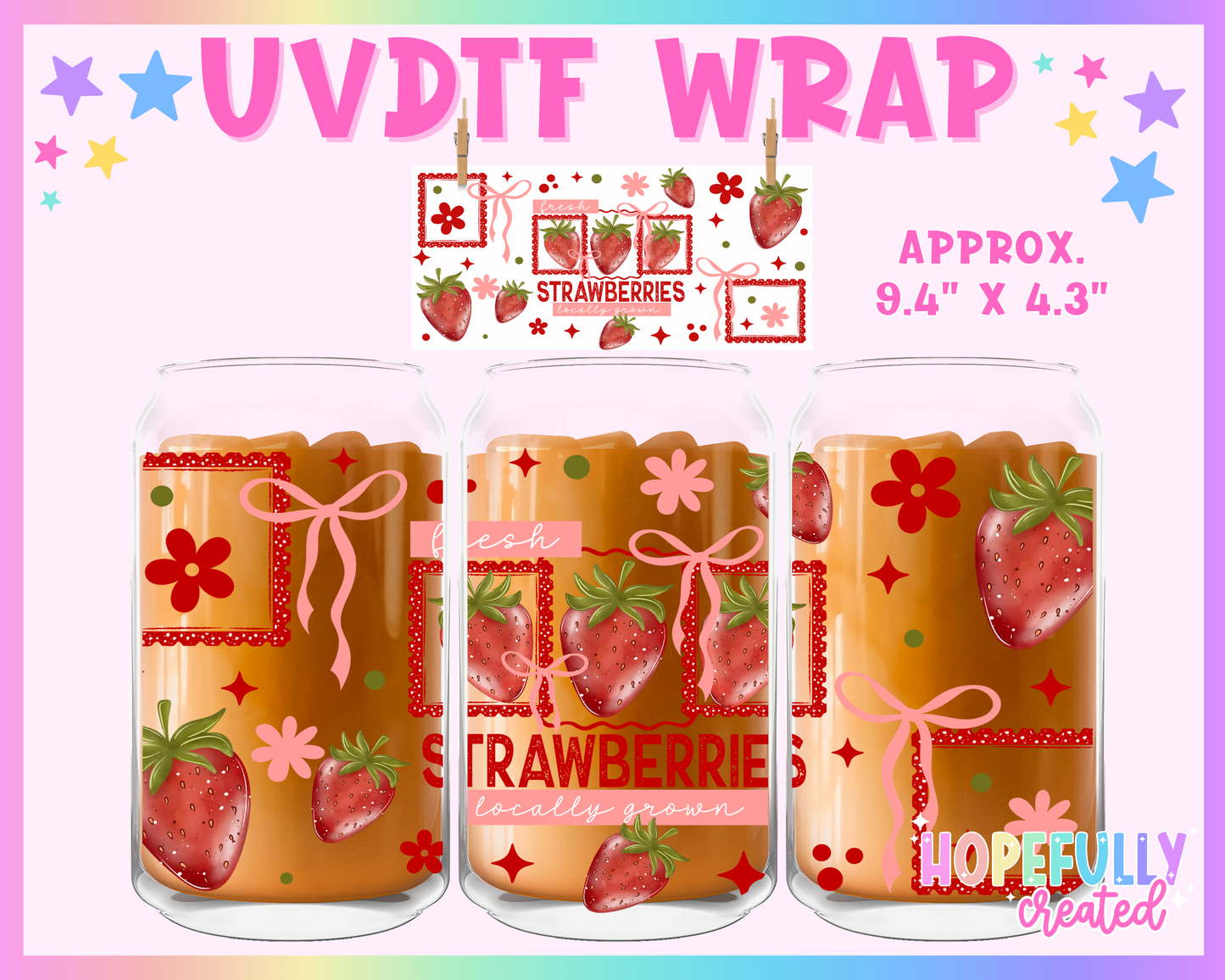 Strawberries UVDTF Glass Can Wrap