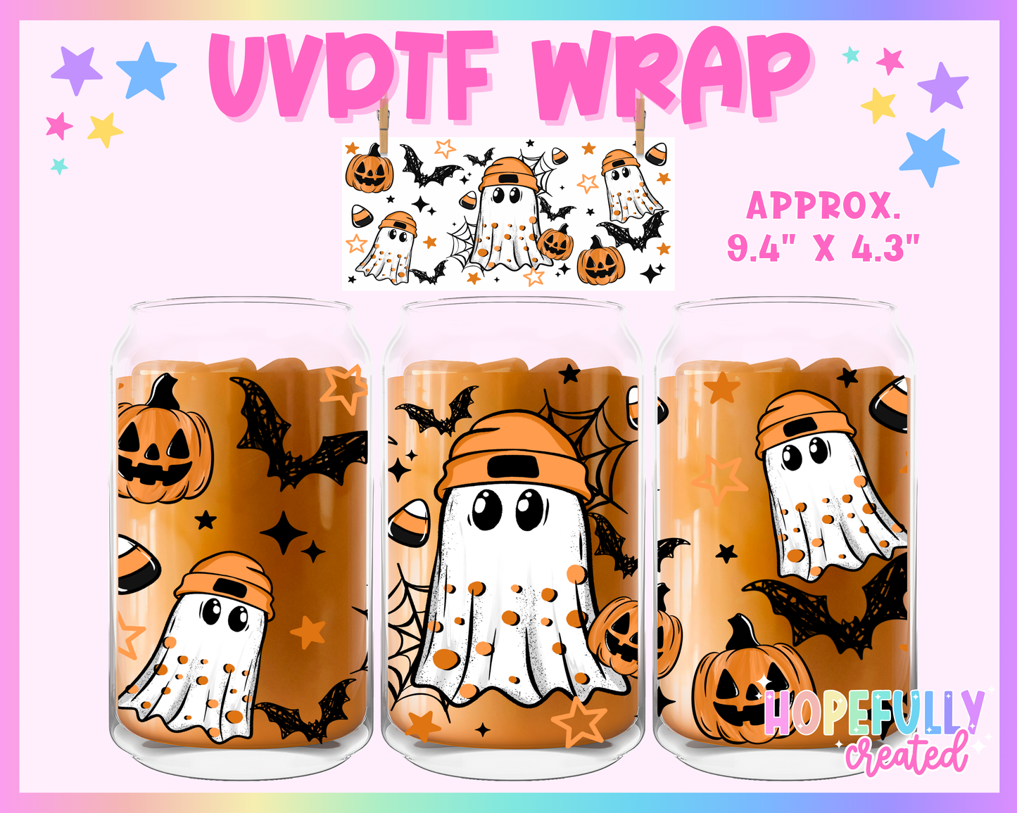Ghost Beanie UVDTF Glass Can Wrap