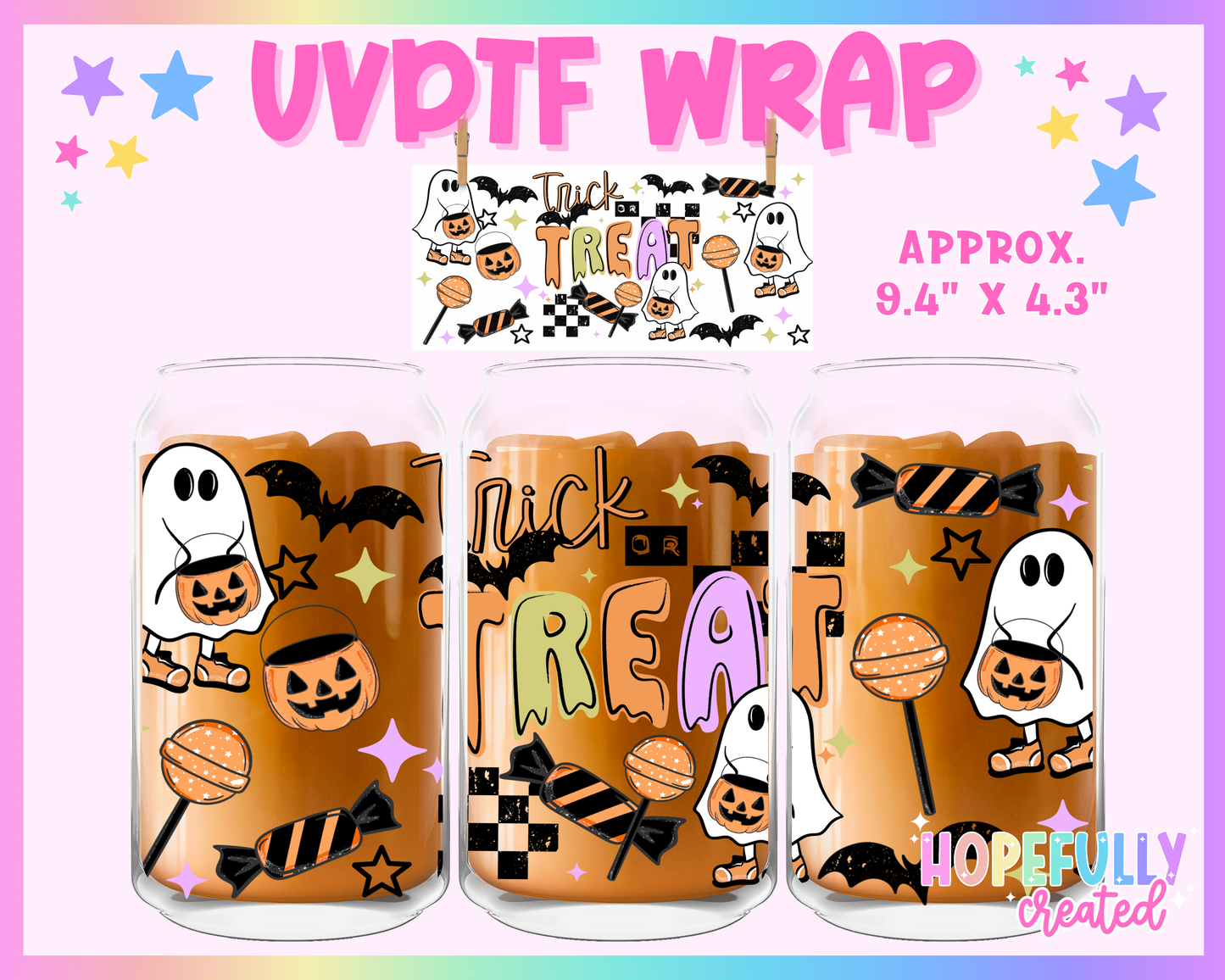 Trick or Treat UVDTF Glass Can Wrap