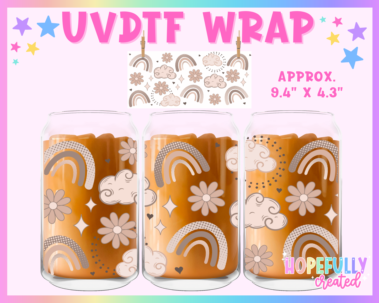 Rainbow UVDTF Glass Can Wrap