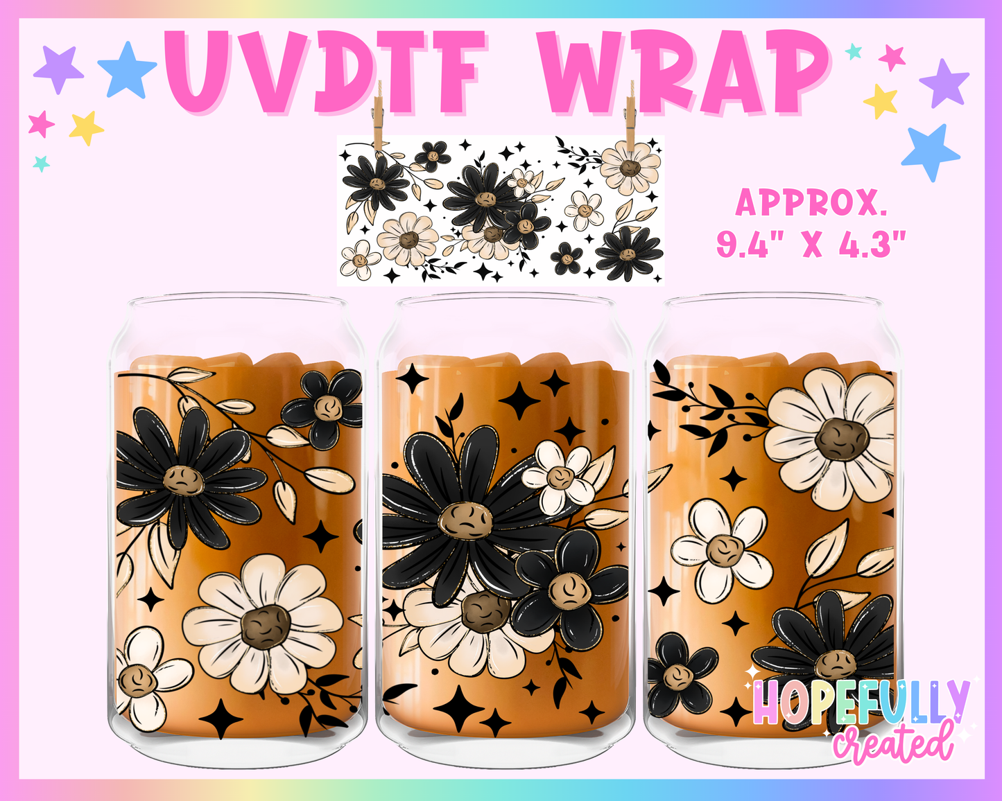 Dark Florals UVDTF Glass Can Wrap