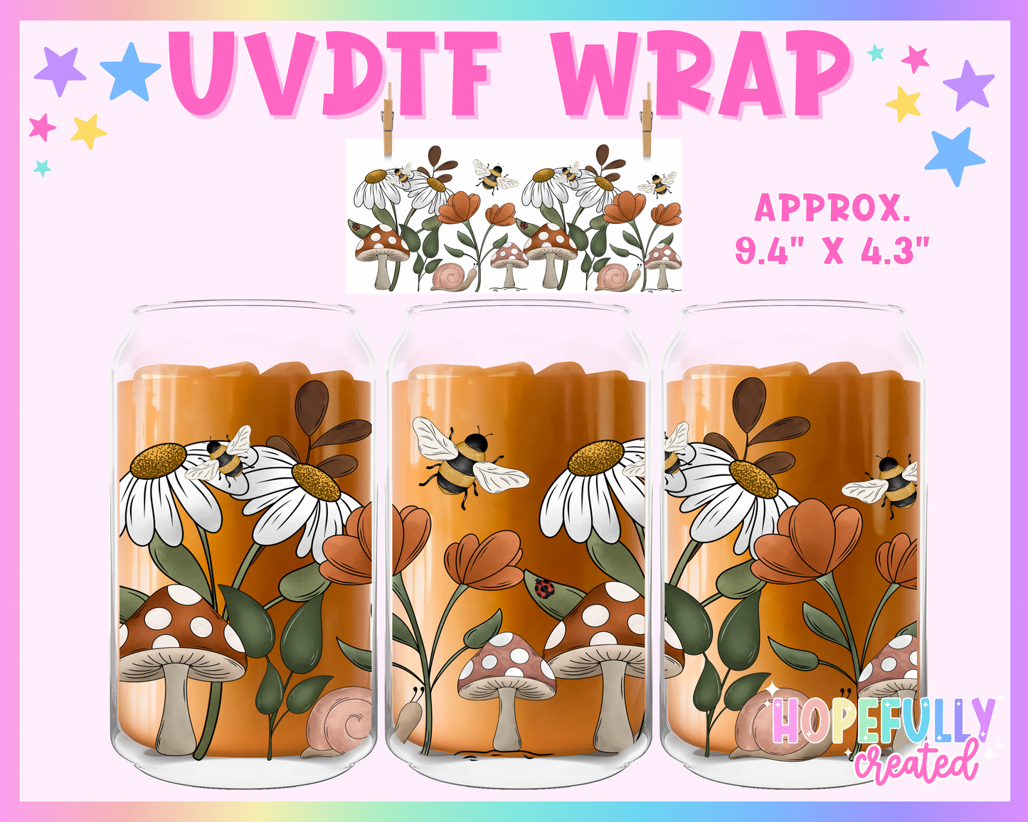 Floral Mushrooms UVDTF Glass Can Wrap