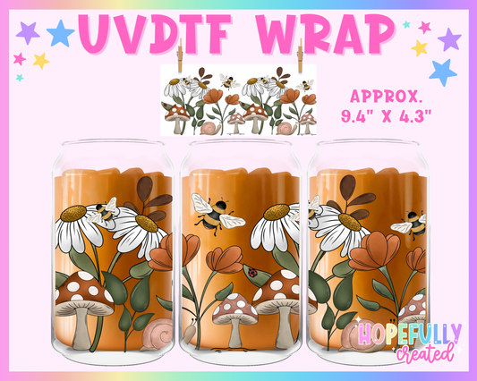 Floral Mushrooms UVDTF Glass Can Wrap
