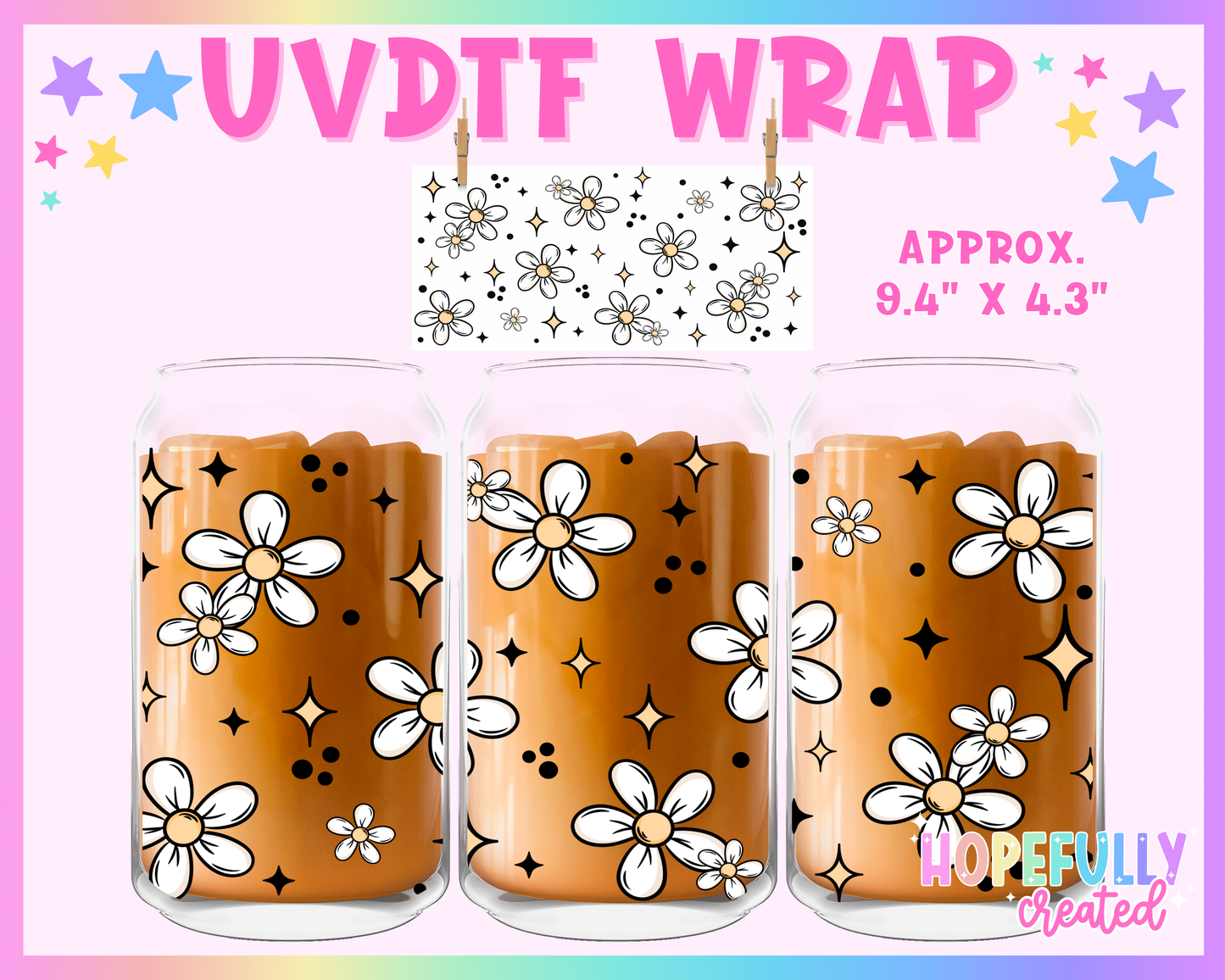 Daisies UVDTF Glass Can Wrap