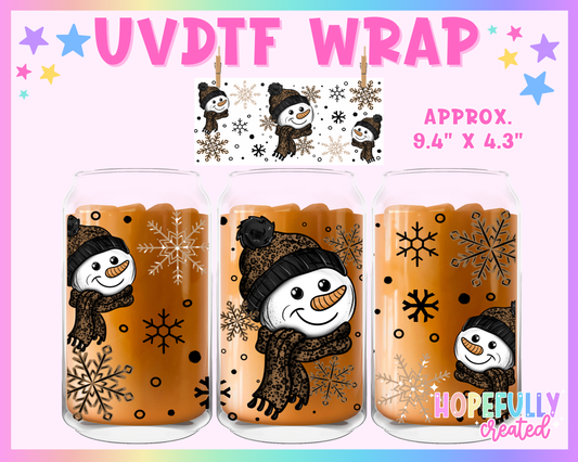 Leopard Snowman UVDTF Glass Can Wrap