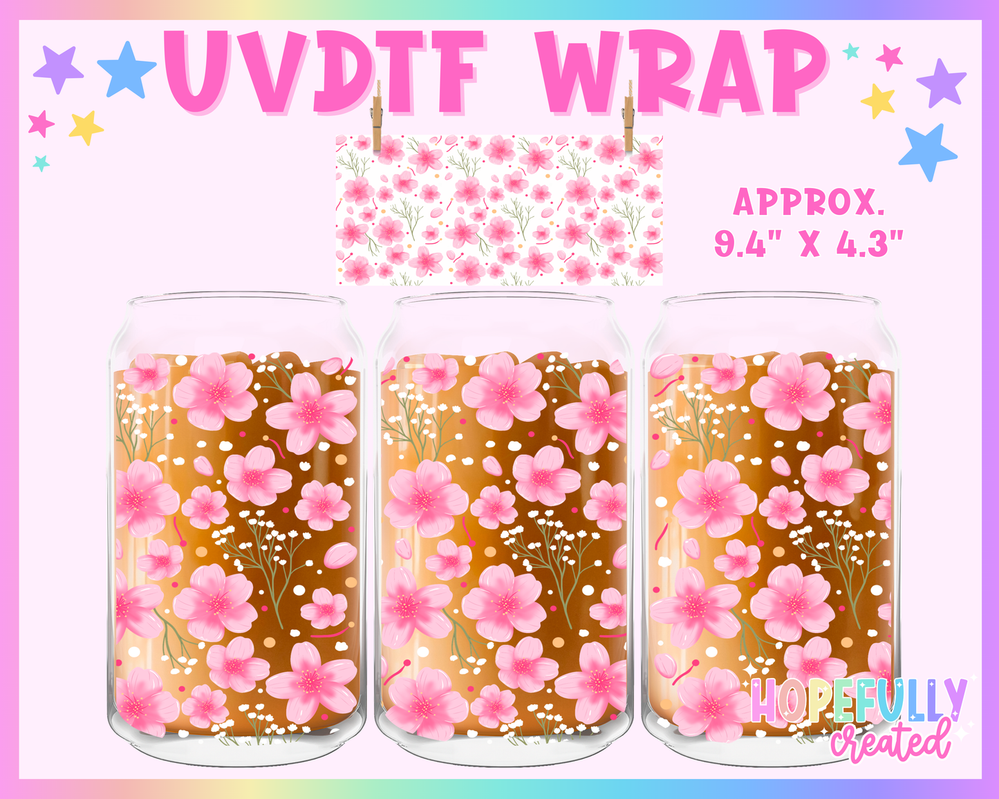 Cherry Blossom UVDTF Glass Can Wrap