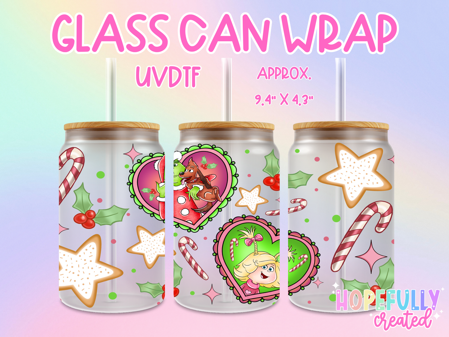 Mean One Gingerbread Cookies UVDTF Glass Can Wrap