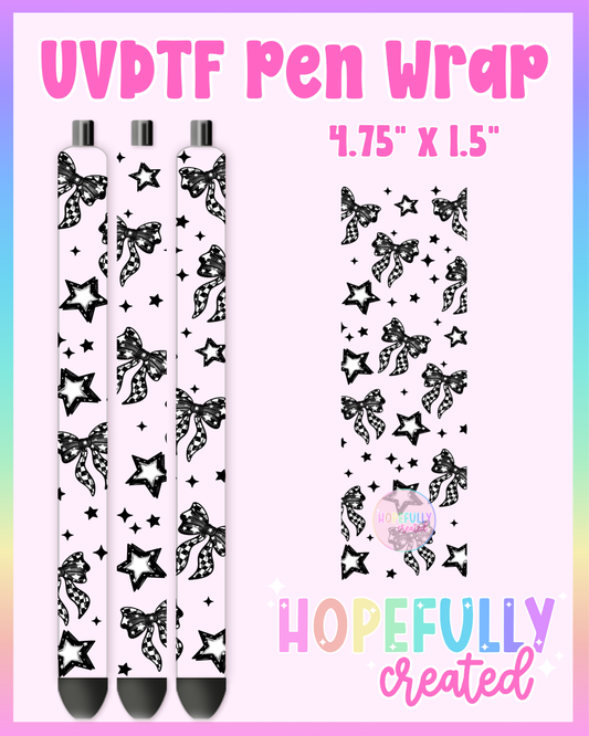 Black & White Bows UVDTF Pen Wrap