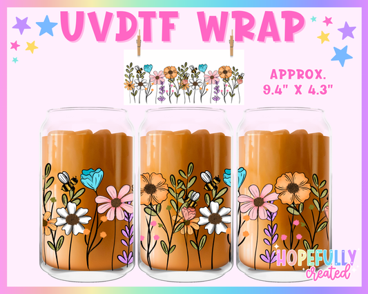 Wildflowers UVDTF Glass Can Wrap