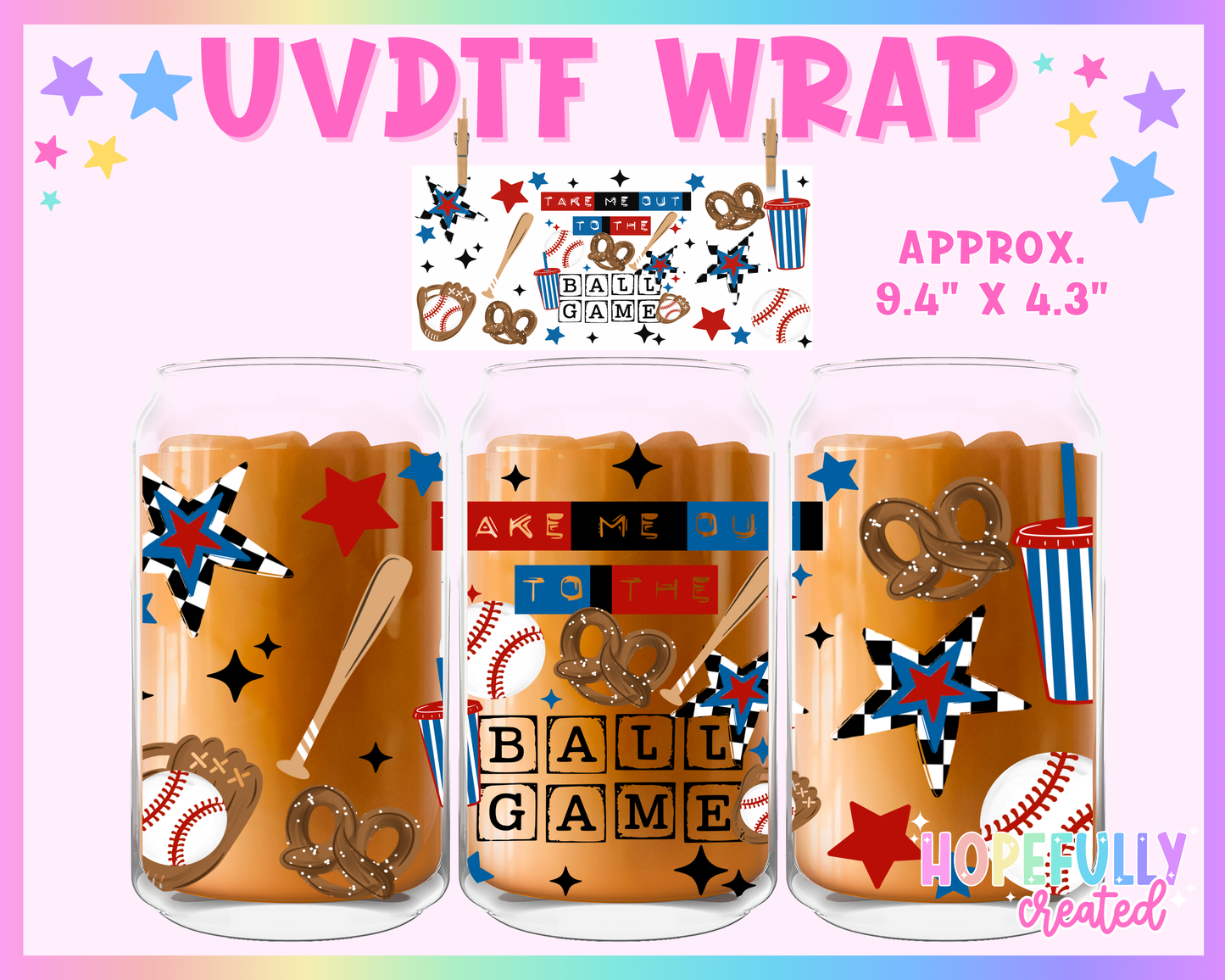Ball game UVDTF Glass Can Wrap