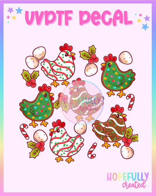 Christmas Chickens UVDTF Decal