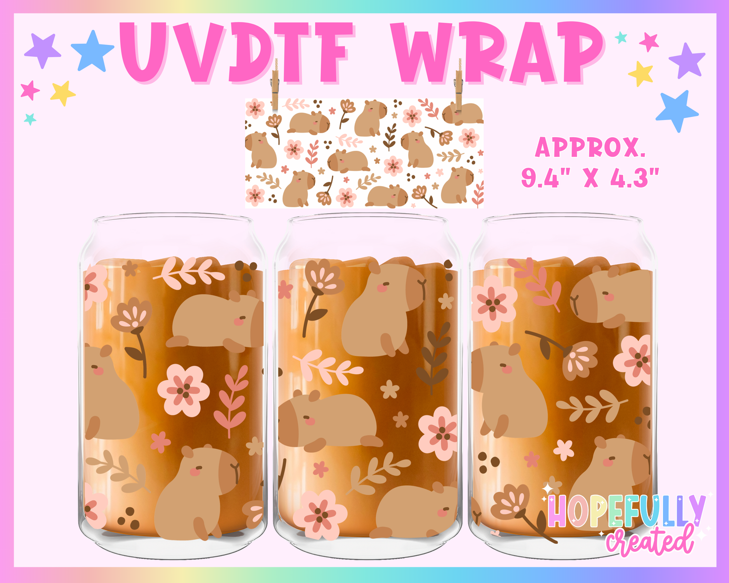 Capybara UVDTF Glass Can Wrap
