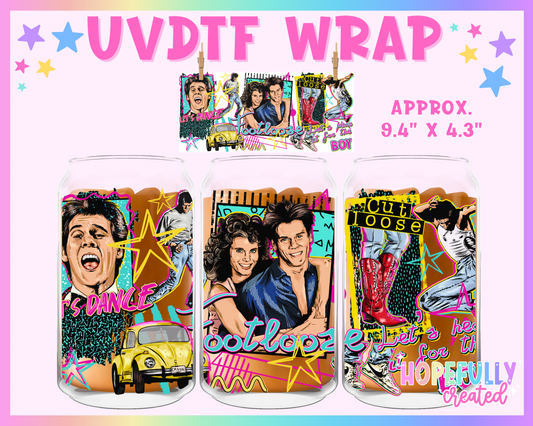 Footloose UVDTF Glass Can Wrap