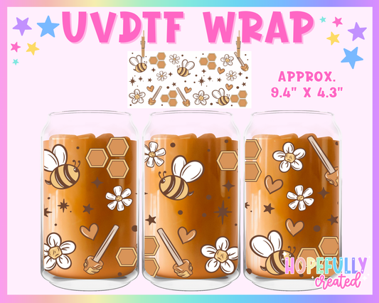 Bees UVDTF Glass Can Wrap