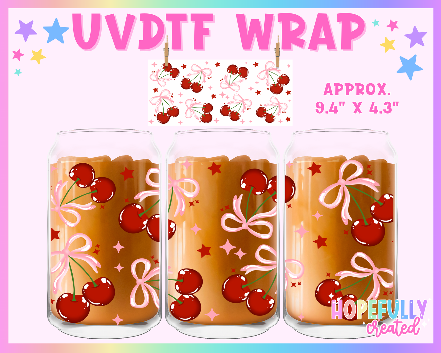 Pink Cherry UVDTF Glass Can Wrap