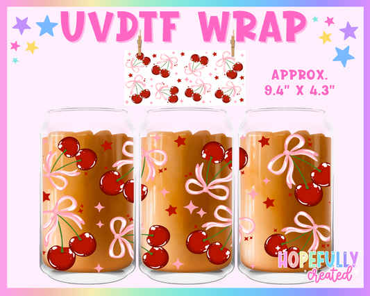 Pink Cherry UVDTF Glass Can Wrap
