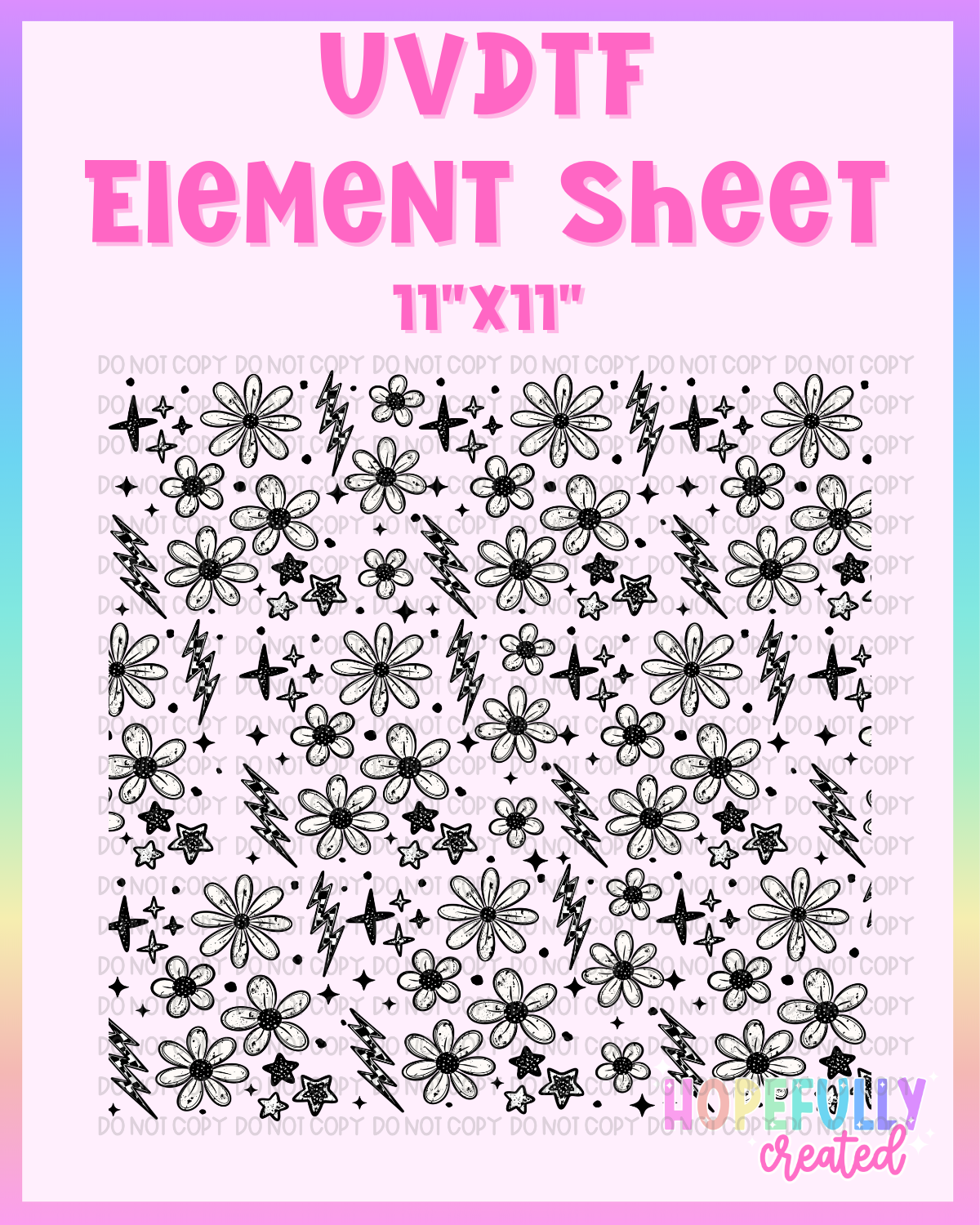 Black & White Flowers UVDTF Element Sheet