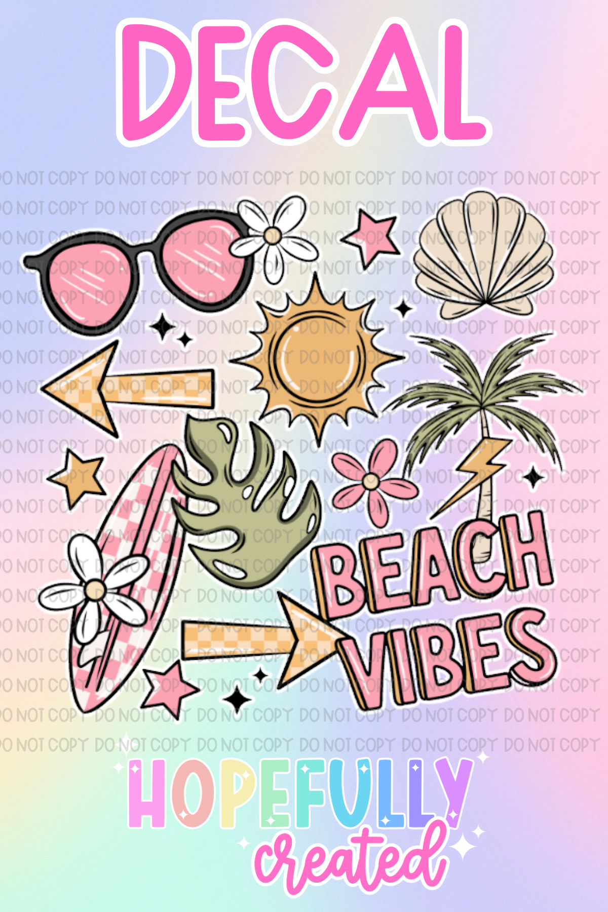 Beach Vibes Pink Decal-856