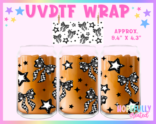Checker Bows UVDTF Glass Can Wrap