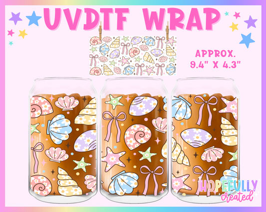 Seashells UVDTF Glass Can Wrap