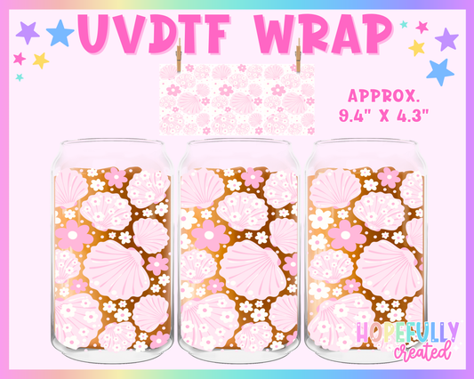 Pink Seashells UVDTF Glass Can Wrap