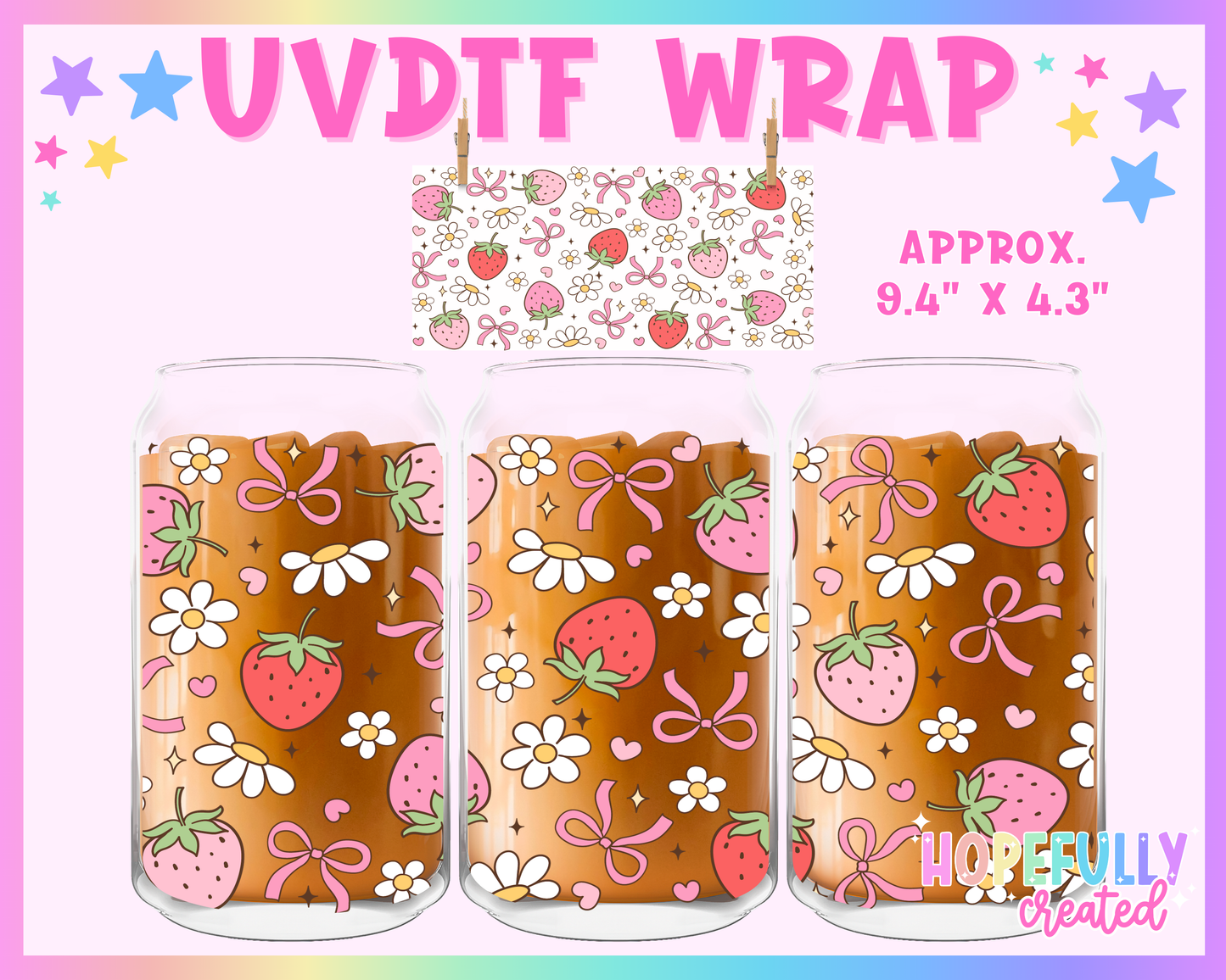 Strawberry UVDTF Glass Can Wrap