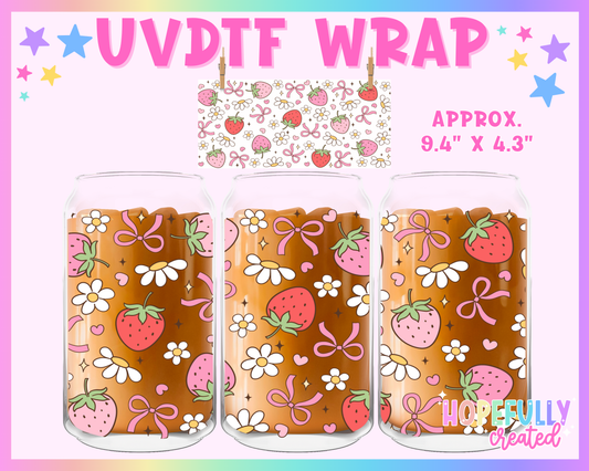 Strawberry UVDTF Glass Can Wrap