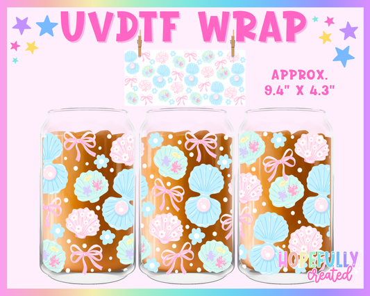 Seashells UVDTF Glass Can Wrap