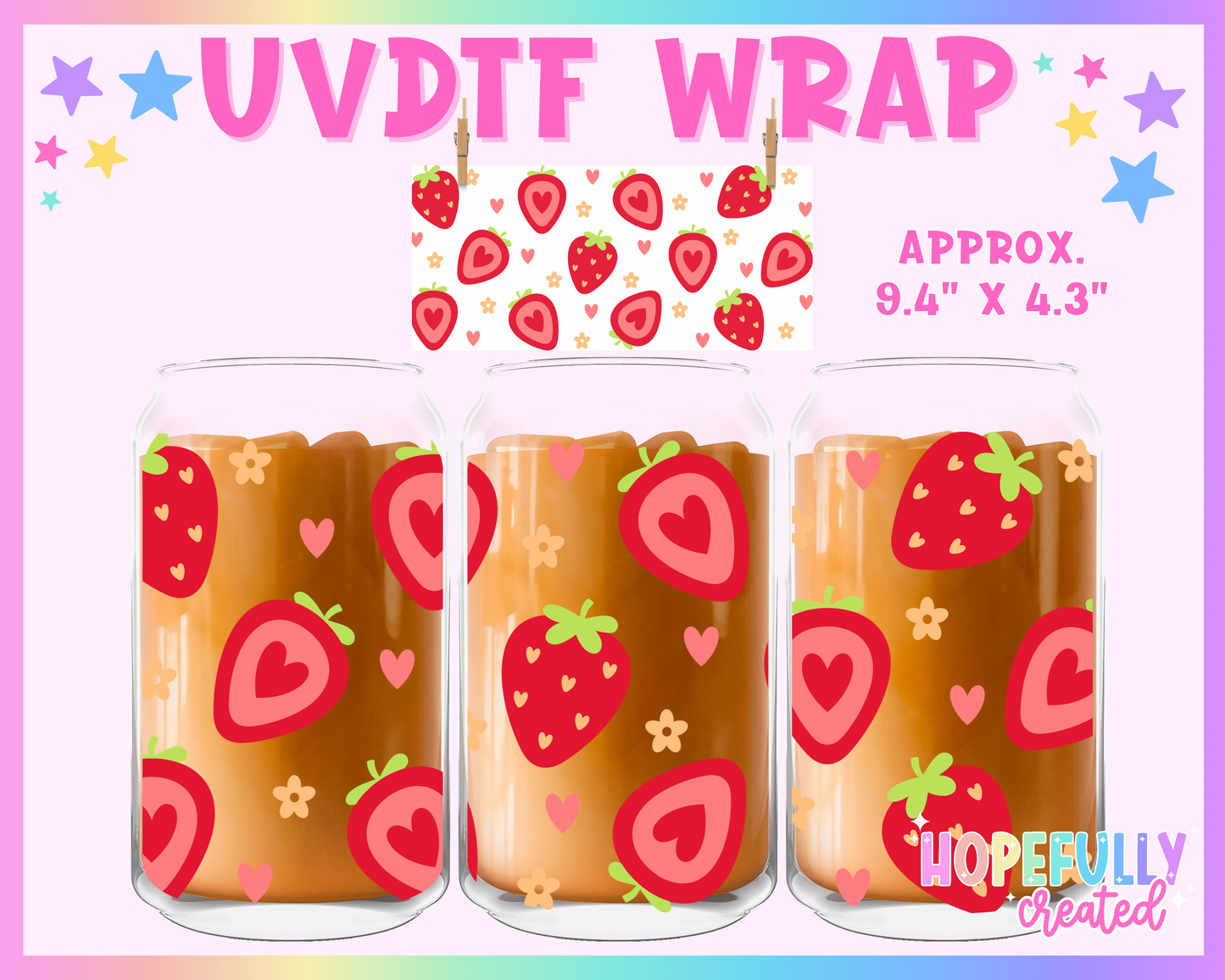 Strawberries UVDTF Glass Can Wrap