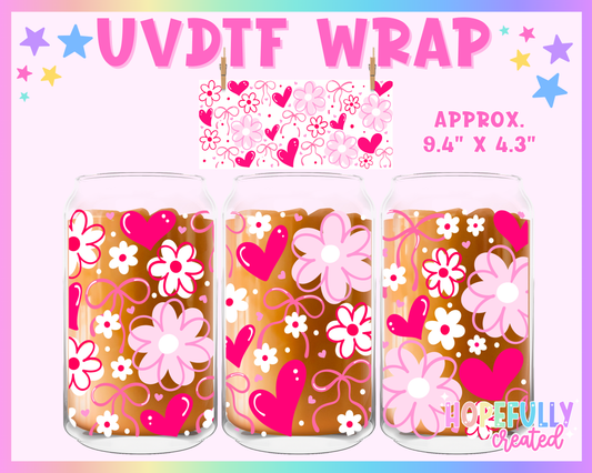 Floral Doodles UVDTF Glass Can Wrap