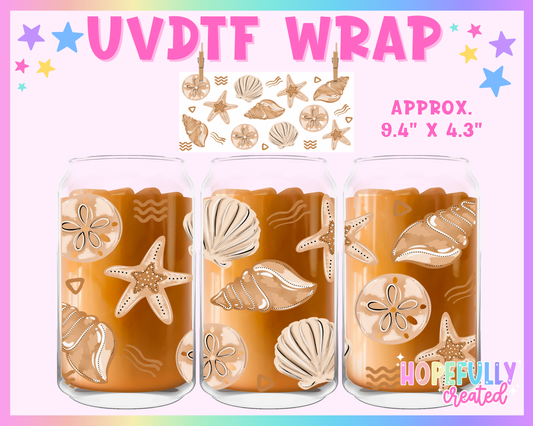 Seashells UVDTF Glass Can Wrap