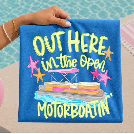 OUT HERE MOTORBOATING TEE