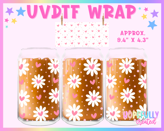 Heart Flowers UVDTF Glass Can Wrap