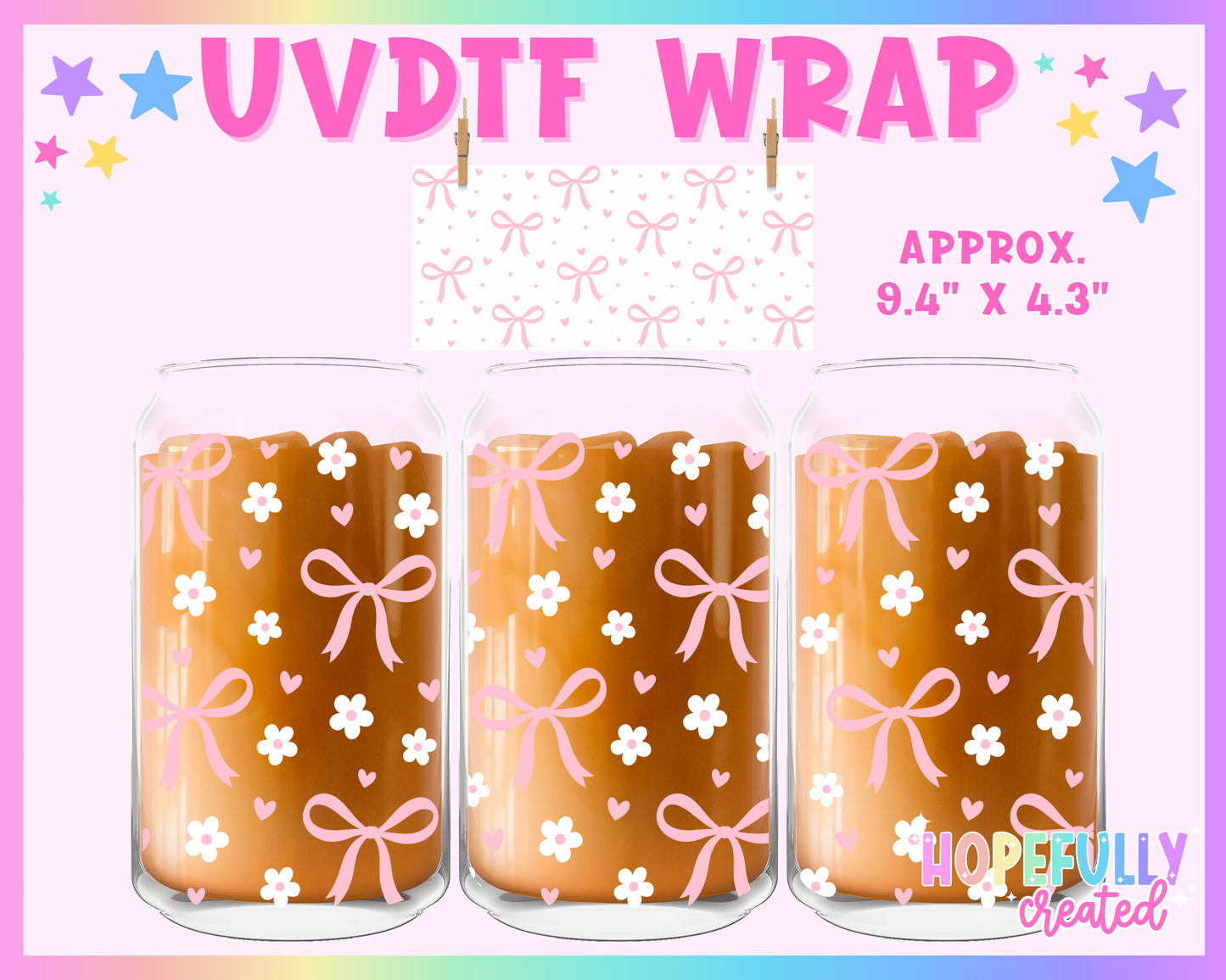 Bows & Flowers UVDTF Glass Can Wrap