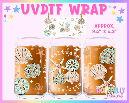 Seashells UVDTF Glass Can Wrap