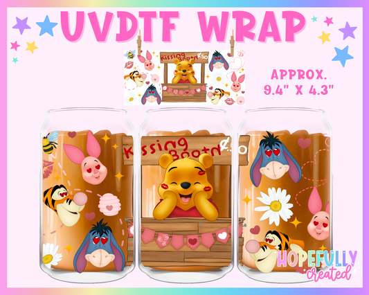Bear Kissing Booth UVDTF Glass Can Wrap