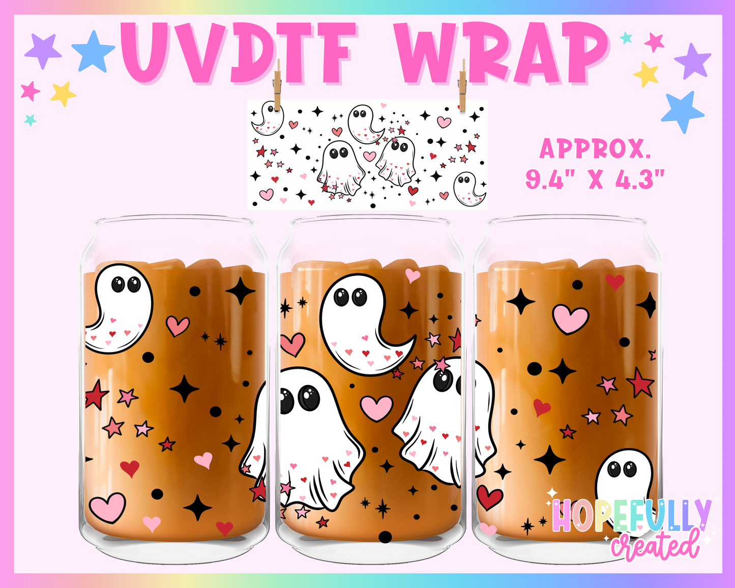 Heart Ghosties UVDTF Glass Can Wrap