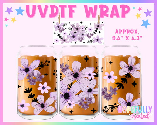 Purple Floral UVDTF Glass Can Wrap