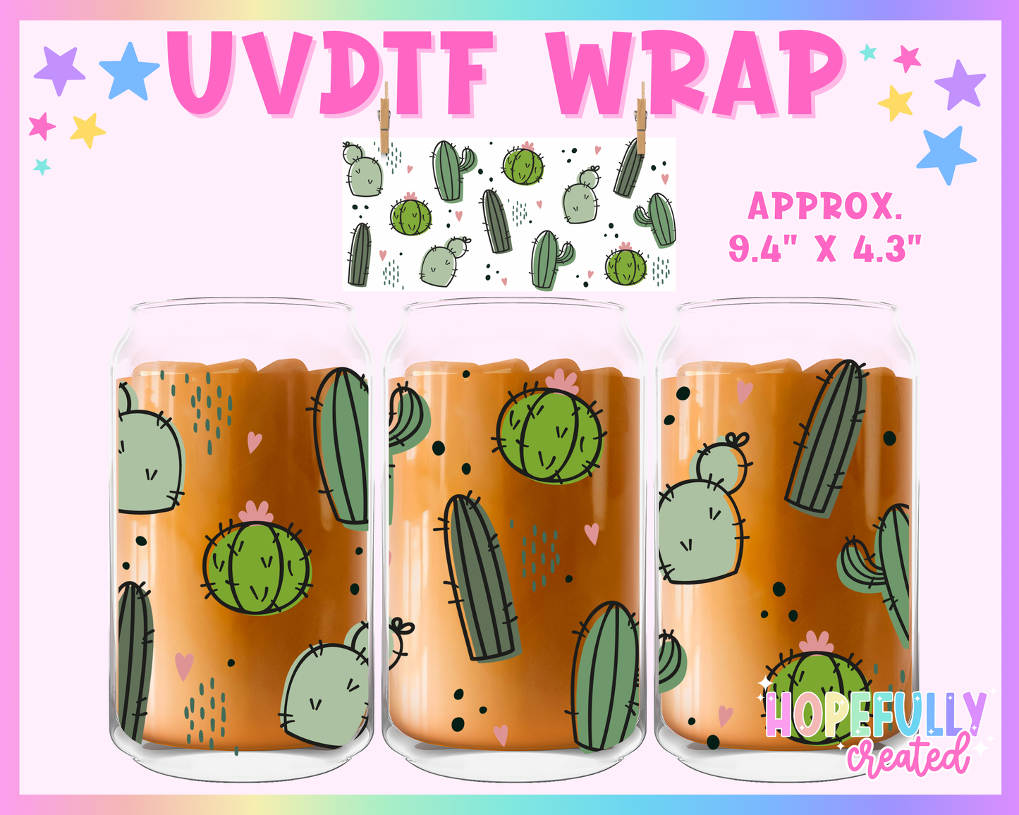 Succulents UVDTF Glass Can Wrap