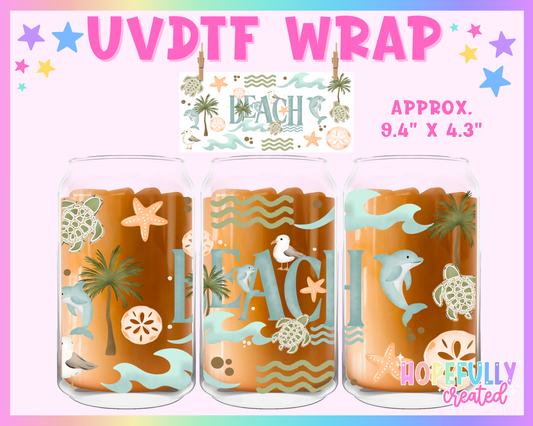 Beach UVDTF Glass Can Wrap