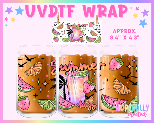 Summer Days UVDTF Glass Can Wrap