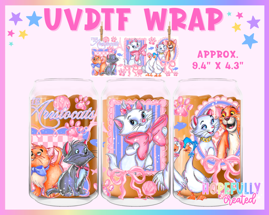 Cats UVDTF Glass Can Wrap