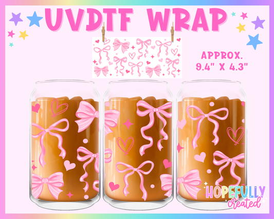 Pink Bows UVDTF Glass Can Wrap